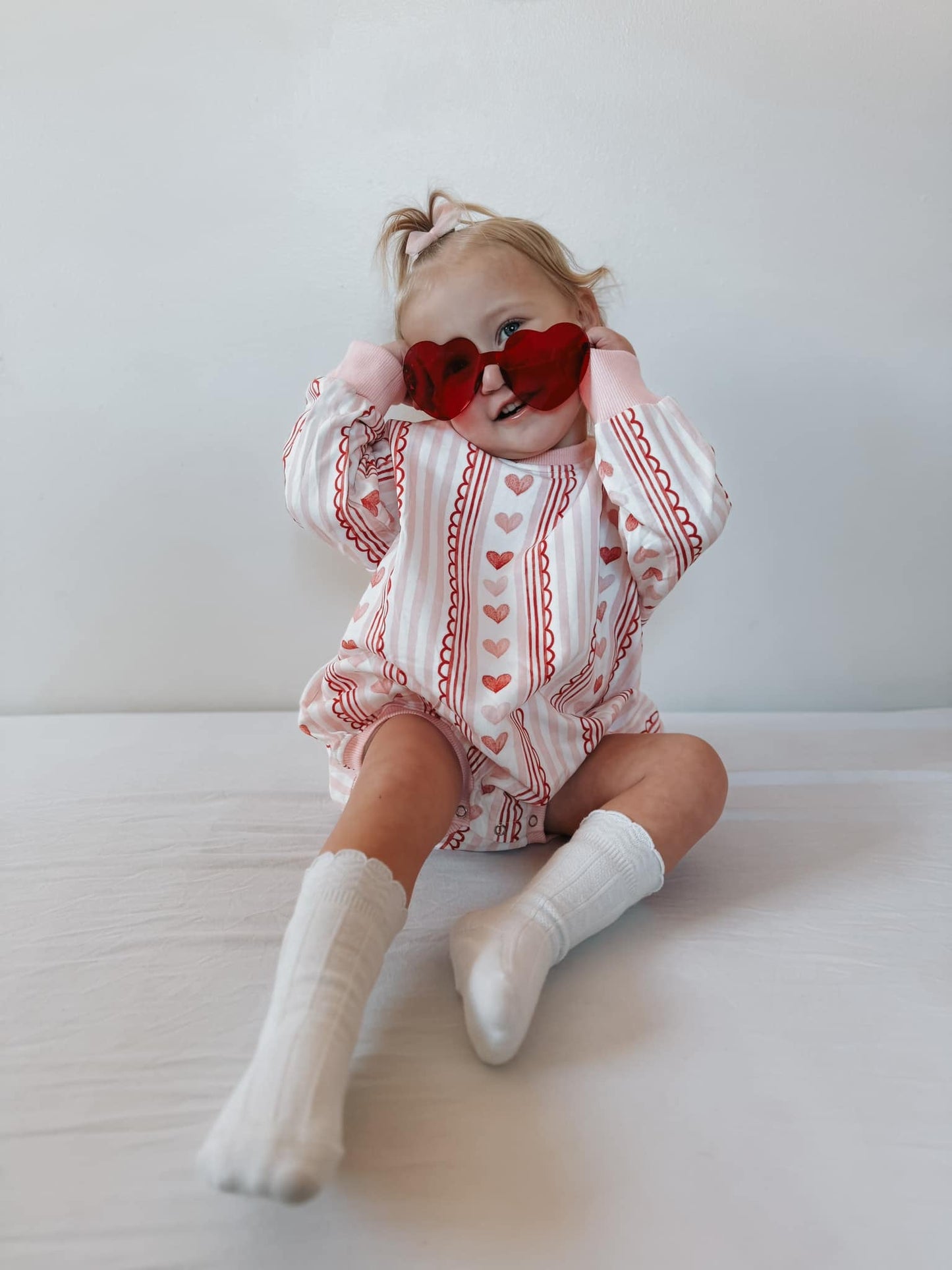 Laced with Love Sweatshirt Romper by Little Joy Co., product view 3