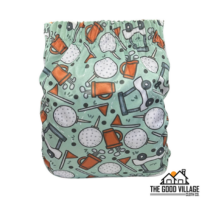 One Size Pocket Diaper - Tee Time by The Good Village Cloth Co., product view 2