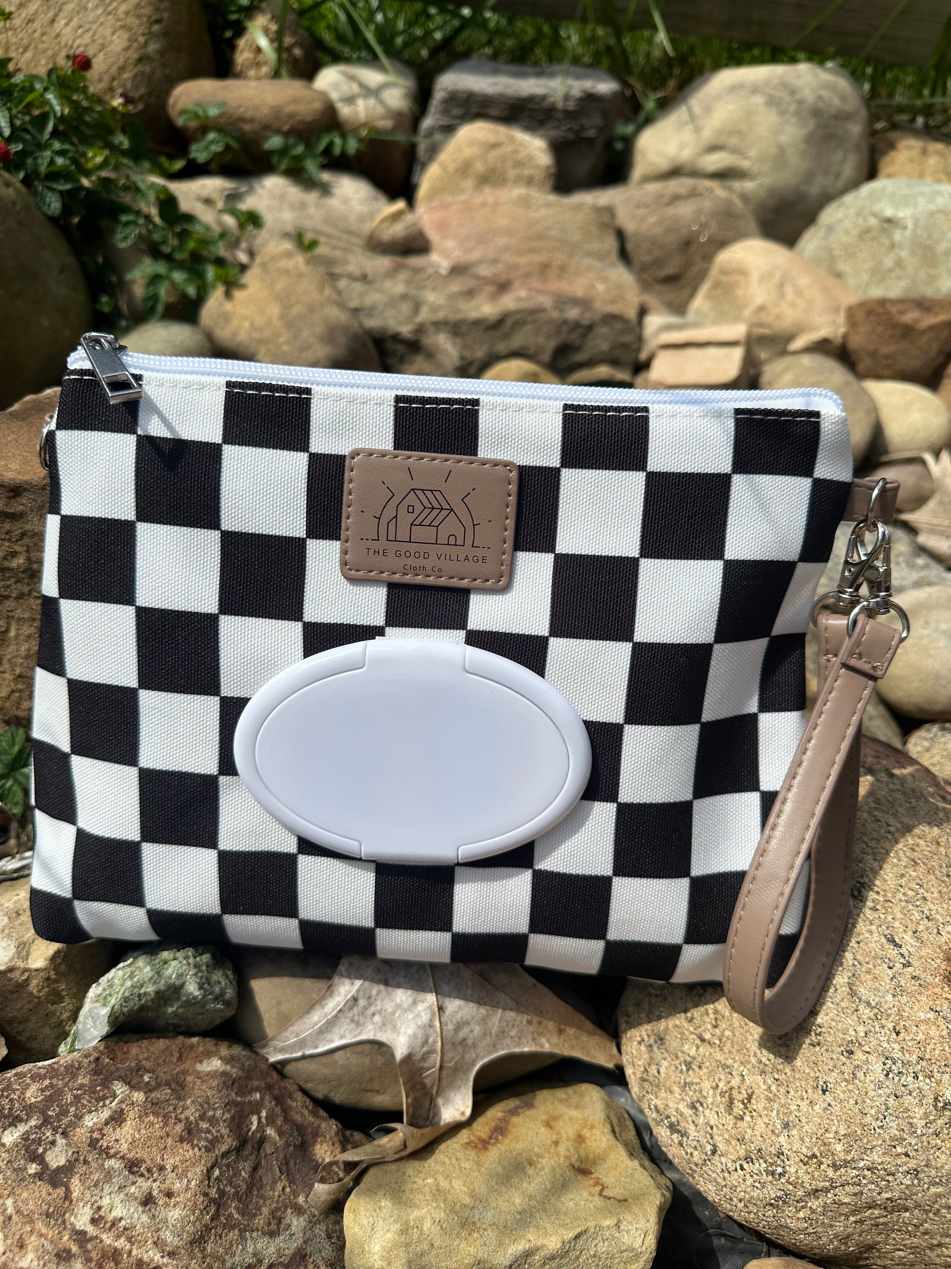 Wipes Clutch | Black Check by The Good Village Cloth Co., product view 7