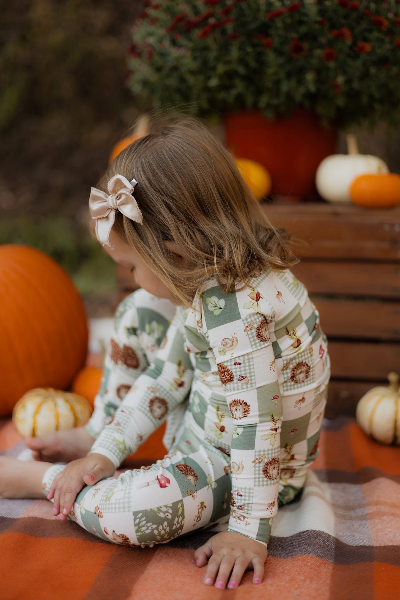 Harvest Hedgehogs 2pc Bamboo Pajamas by Little Joy Co., product view 3