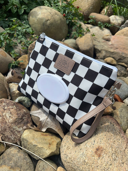 Wipes Clutch | Black Check by The Good Village Cloth Co., product view 13