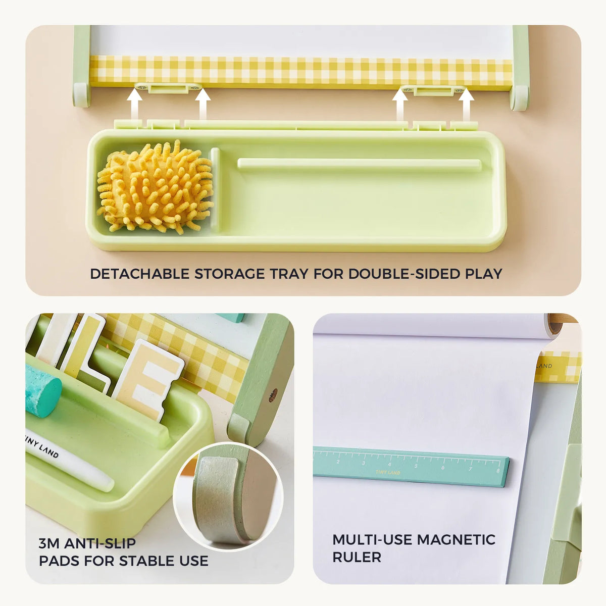 Tiny Land 3-in-1 Magnetic Tabletop Easel for Kids, Ages 3+