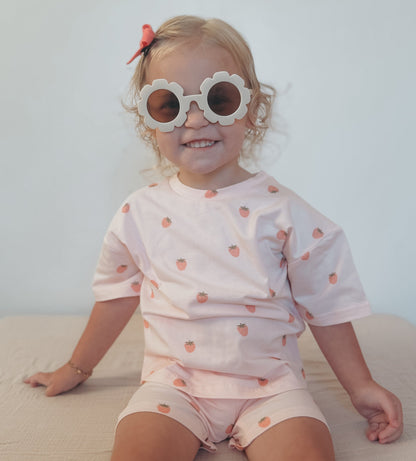 Organic Cotton Strawberry Print Shorts Set by Little Joy Co.