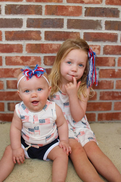 Flag Print Bamboo Peplum Top & Bike Shorts by Little Joy Co., product view 16