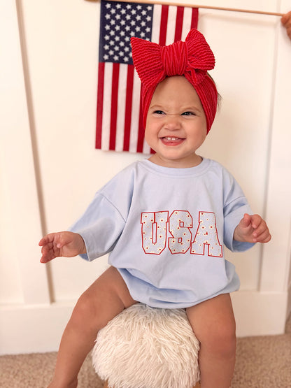 USA Daisy Oversized T-Shirt Romper by Little Joy Co.