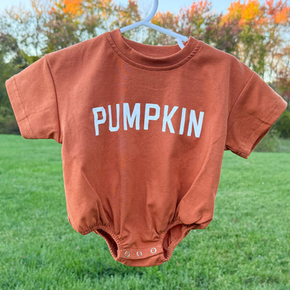 Pumpkin T-Shirt Bubble Romper - White or Orange by Little Joy Co., product view 4