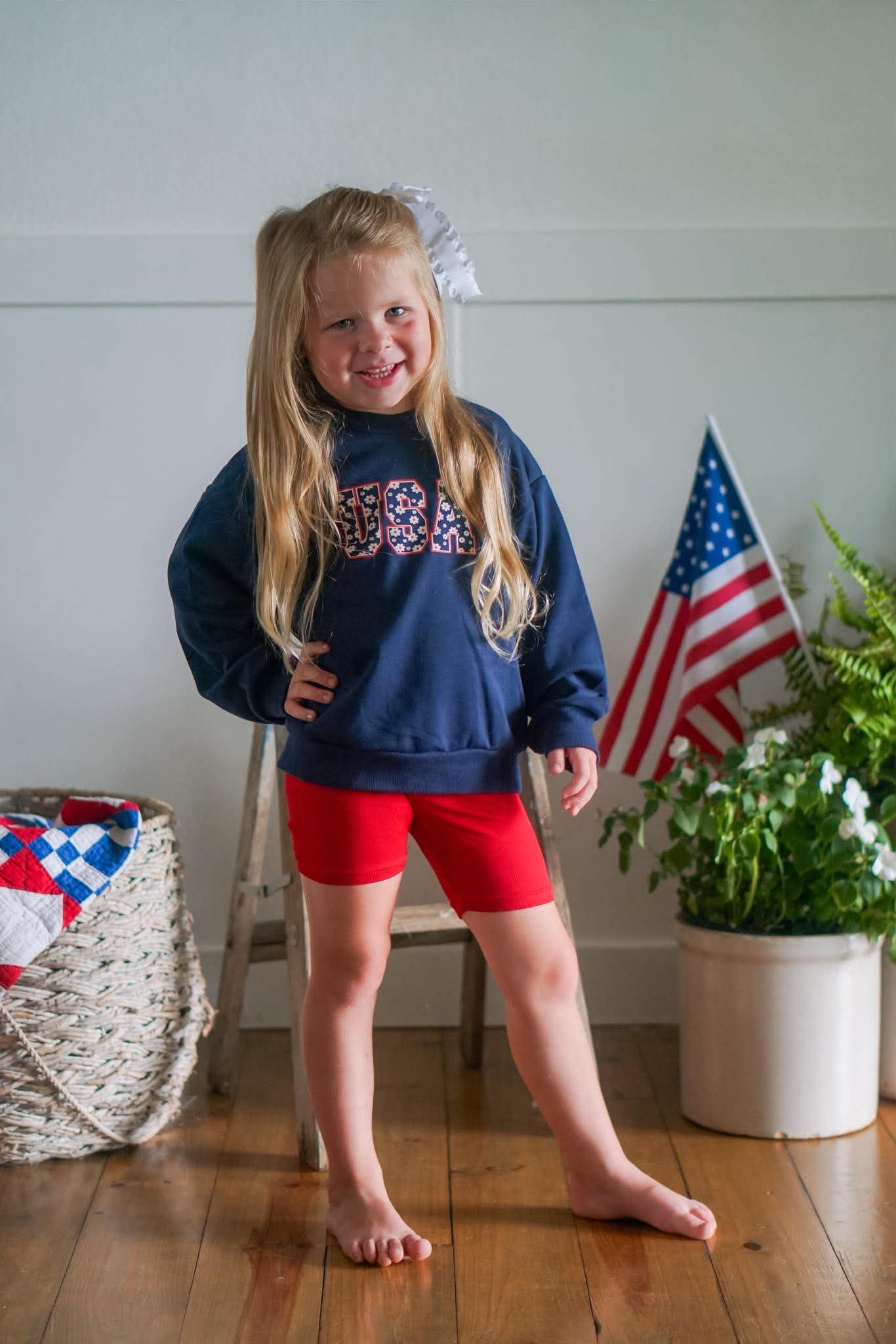 USA Daisy Crewneck Sweatshirt - more colors by Little Joy Co., product view 2