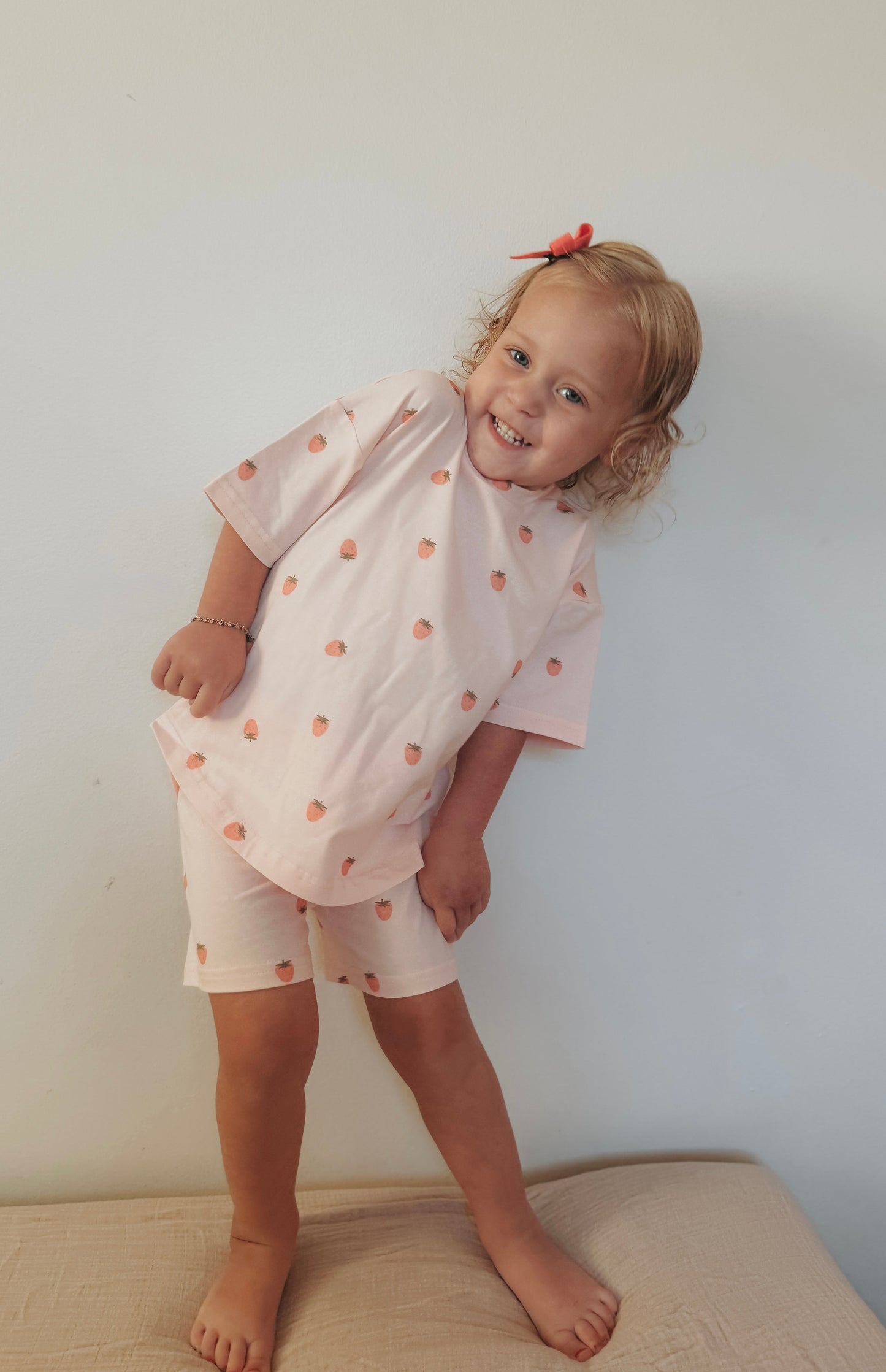 Organic Cotton Strawberry Print Shorts Set by Little Joy Co., product view 10
