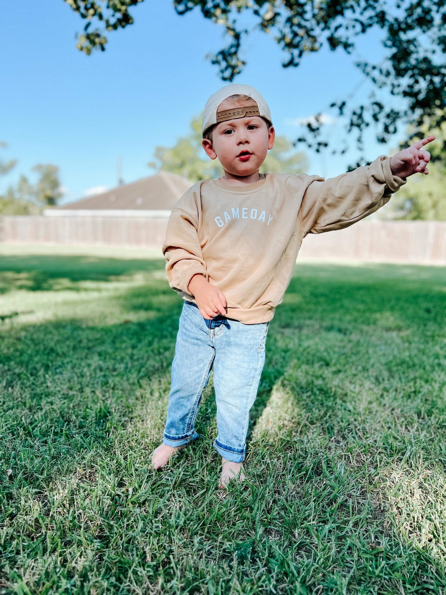 Gameday Crewneck Sweatshirt – Camel by Little Joy Co., product view 5