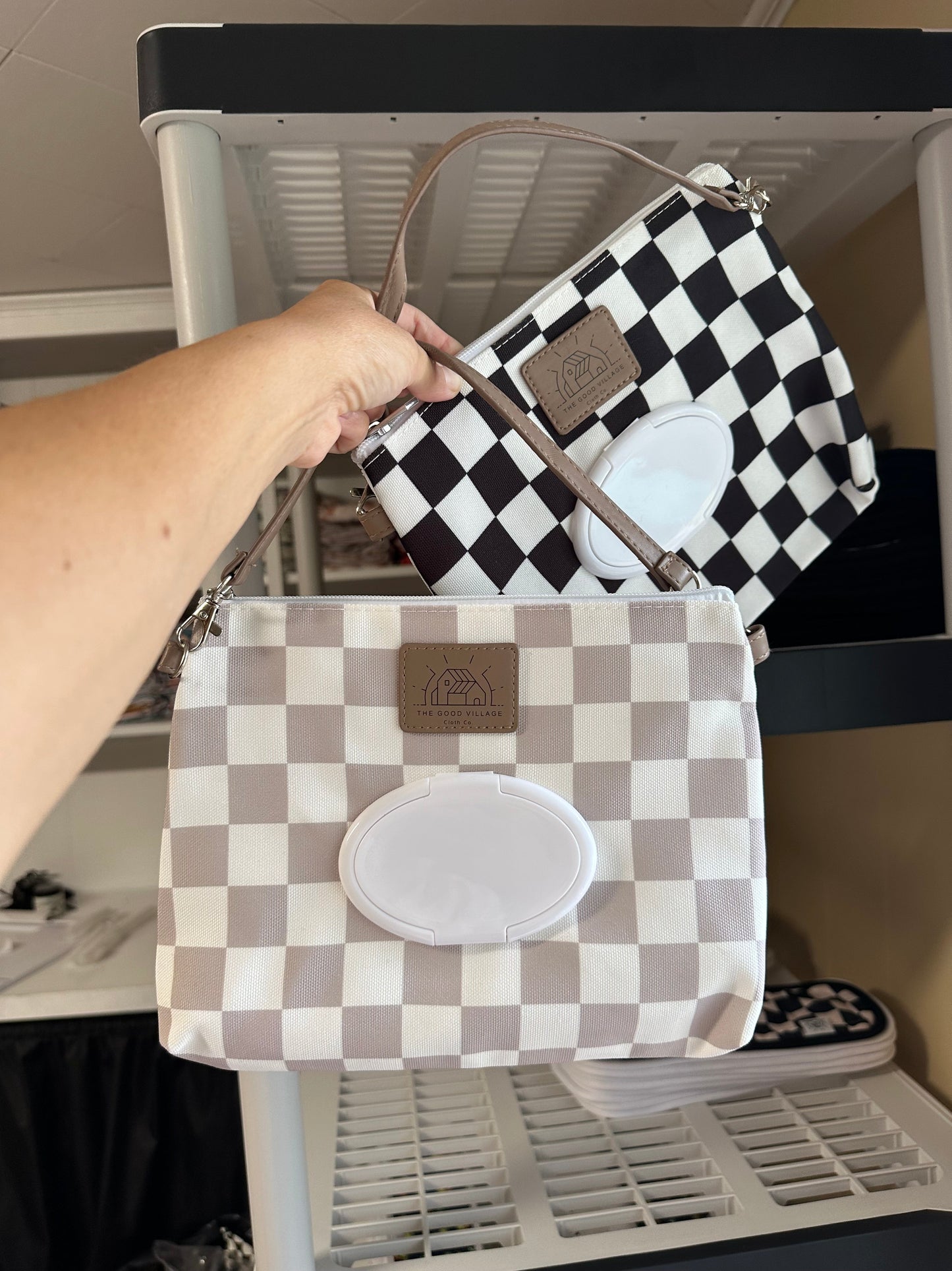 Wipes Clutch | Tan Check by The Good Village Cloth Co., product view 9