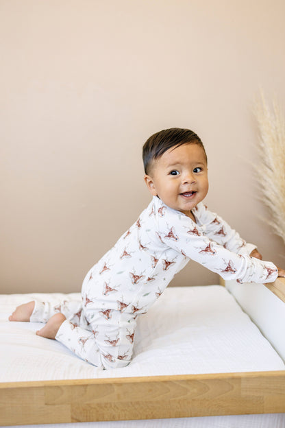 Reindeer Games Ribbed Bamboo Zippy Pajamas *NB to 3/6m left by Little Joy Co., product view 6