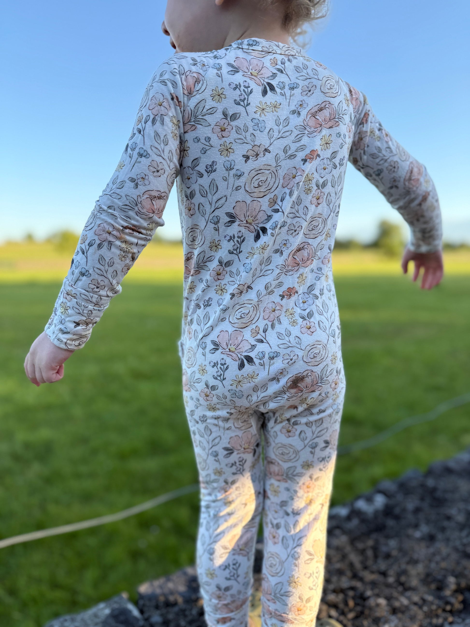 Pastel Petals Modal Zippy Romper by Little Joy Co., product view 14
