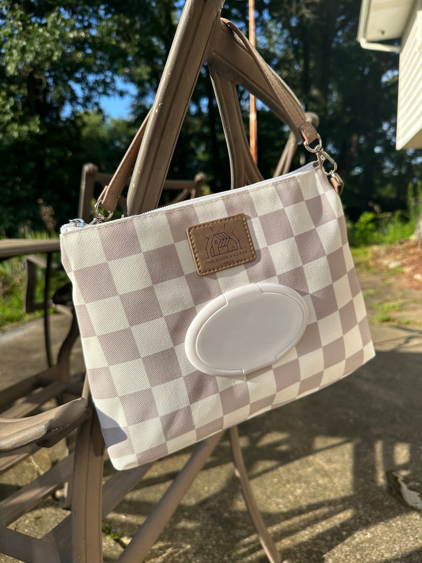 Wipes Clutch | Tan Check by The Good Village Cloth Co., product view 6