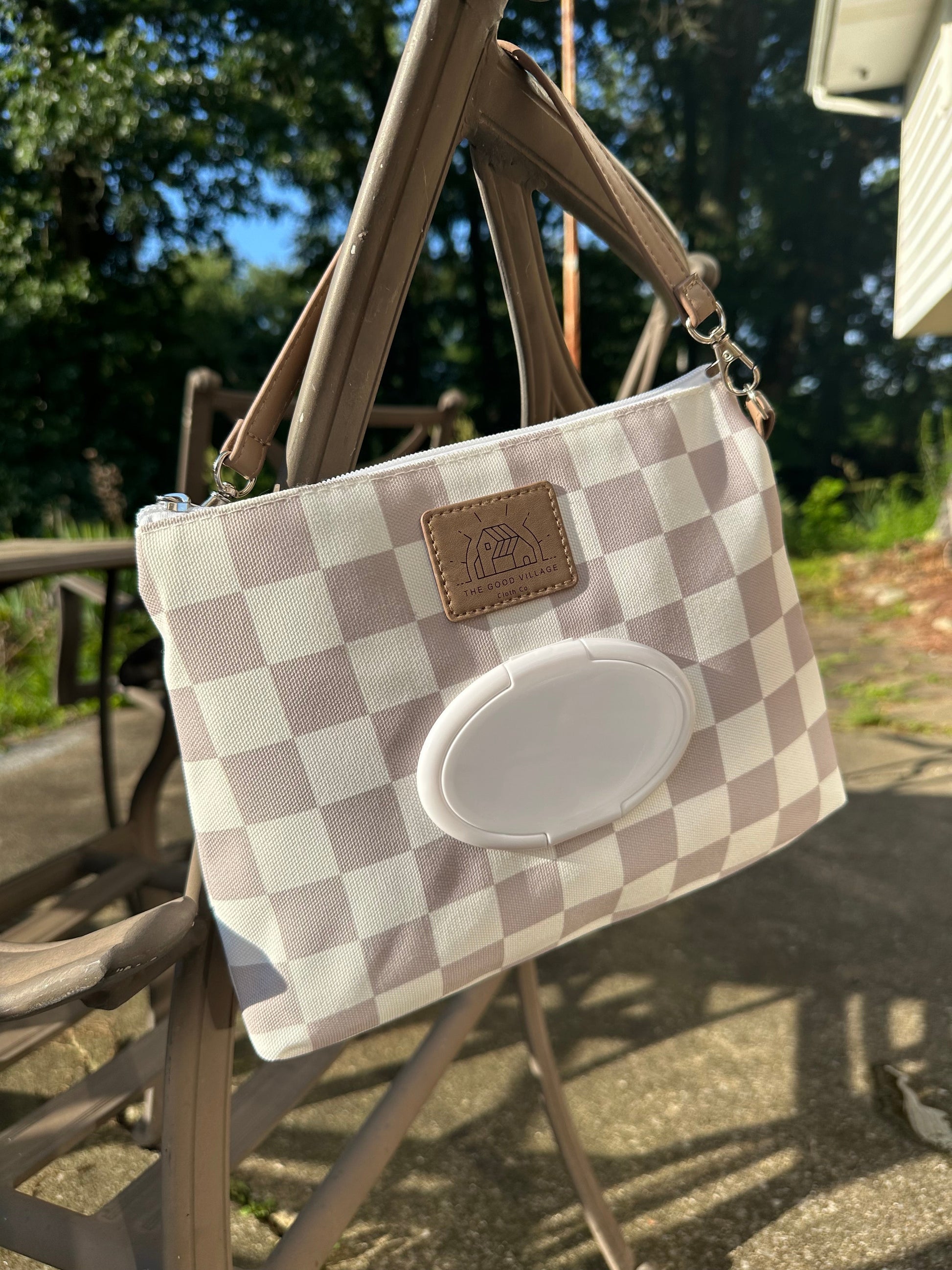 Wipes Clutch | Tan Check by The Good Village Cloth Co., product view 6