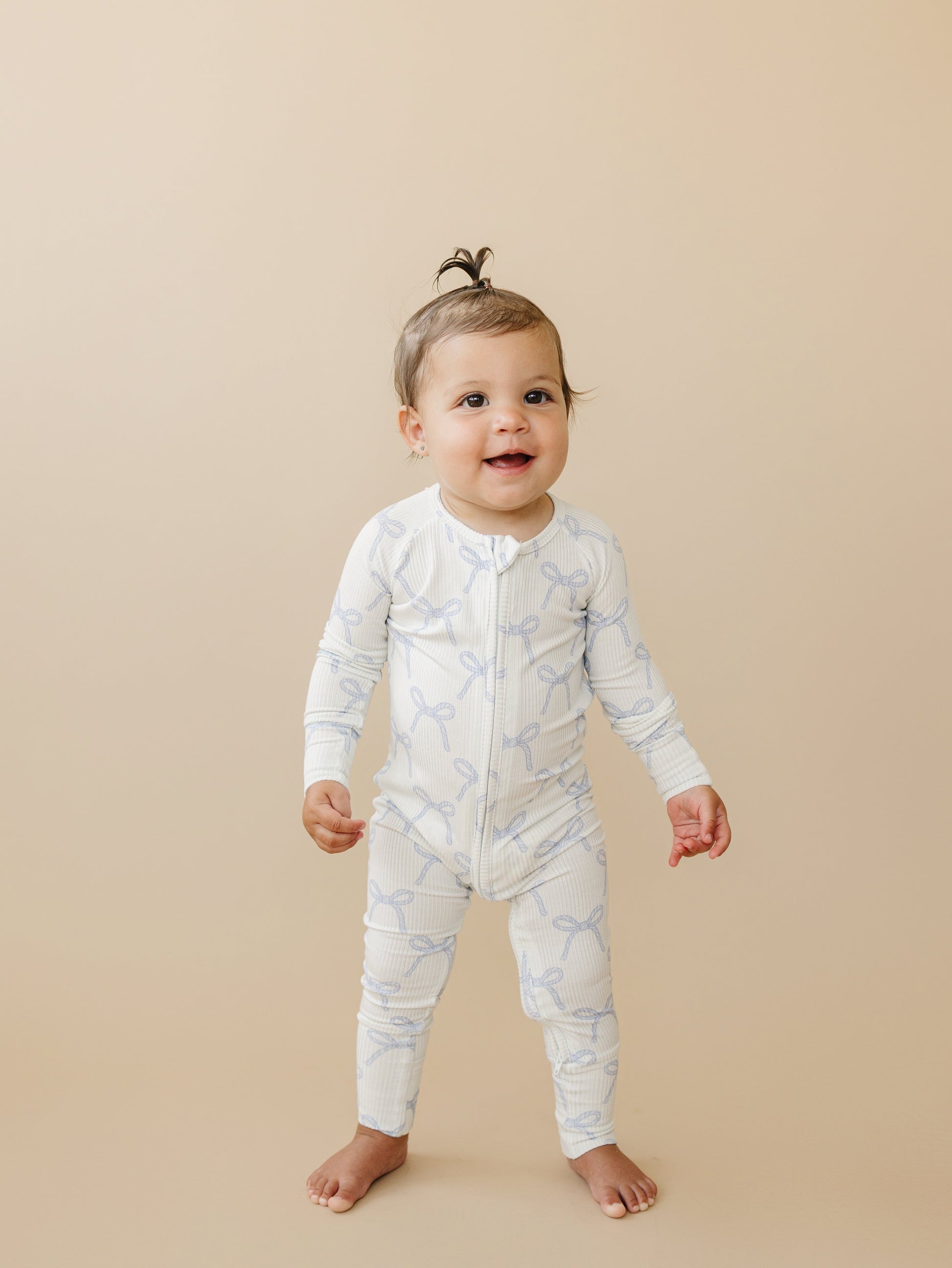 Blue Belle Ribbed Bamboo Zippy Pajamas by Little Joy Co., product view 9