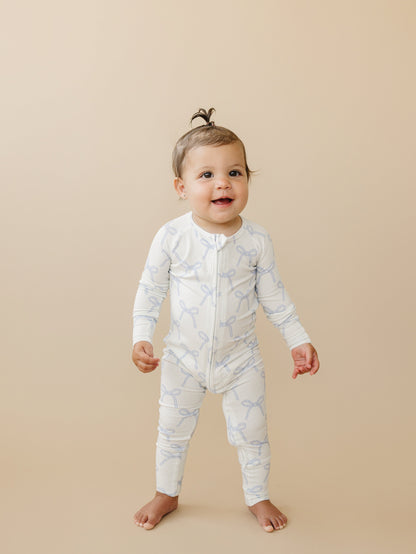 Blue Belle Ribbed Bamboo Zippy Pajamas by Little Joy Co., product view 9