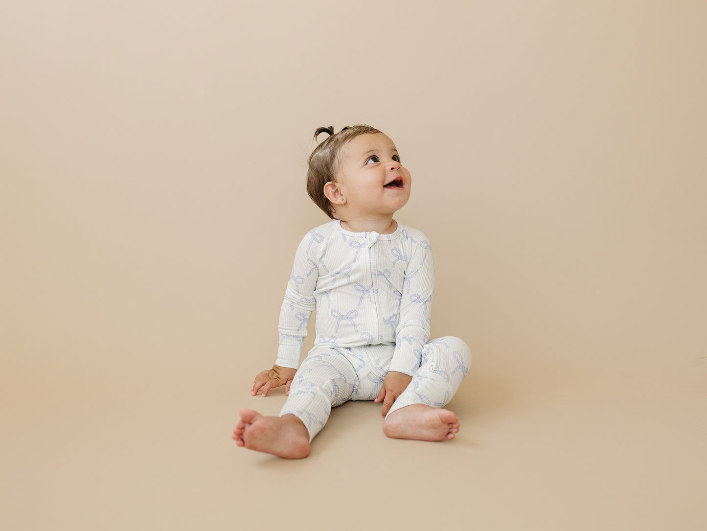 Blue Belle Ribbed Bamboo Zippy Pajamas by Little Joy Co., product view 10