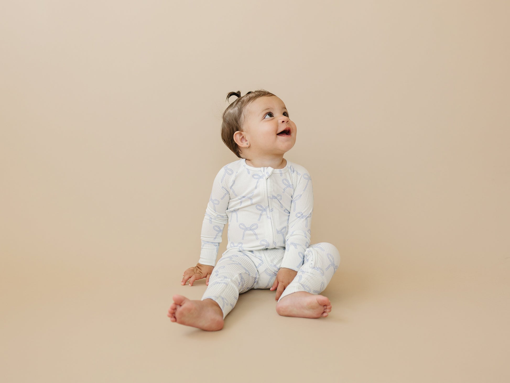 Blue Belle Ribbed Bamboo Zippy Pajamas by Little Joy Co., product view 10