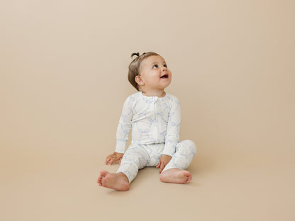 Blue Belle Ribbed Bamboo Zippy Pajamas by Little Joy Co., product view 10