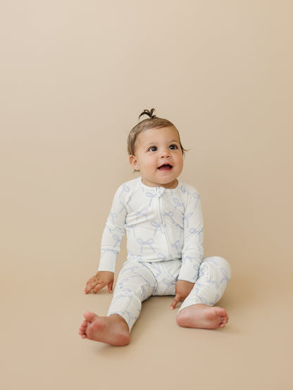 Blue Belle Ribbed Bamboo Zippy Pajamas by Little Joy Co., product view 11