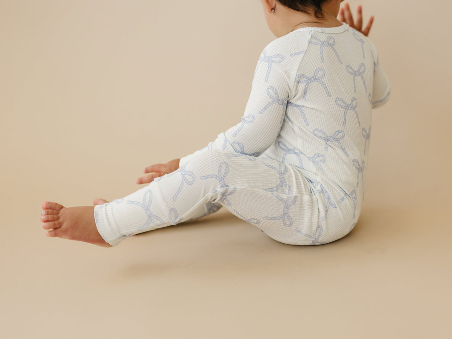 Blue Belle Ribbed Bamboo Zippy Pajamas by Little Joy Co., product view 8