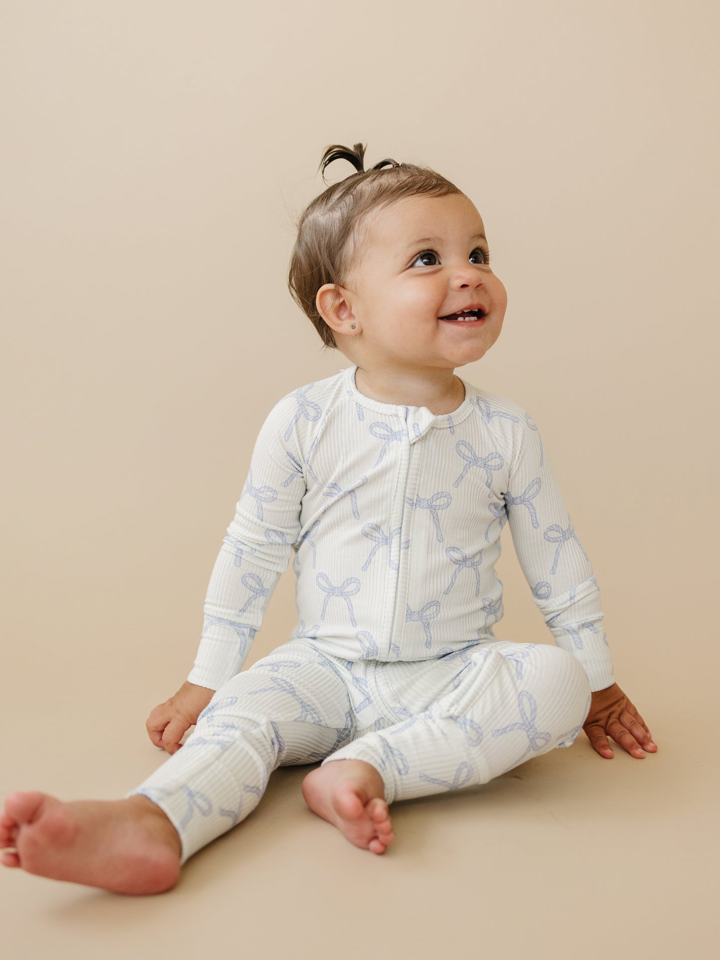 Blue Belle Ribbed Bamboo Zippy Pajamas by Little Joy Co., product view 7