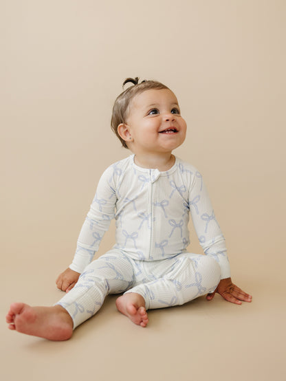 Blue Belle Ribbed Bamboo Zippy Pajamas by Little Joy Co., product view 12