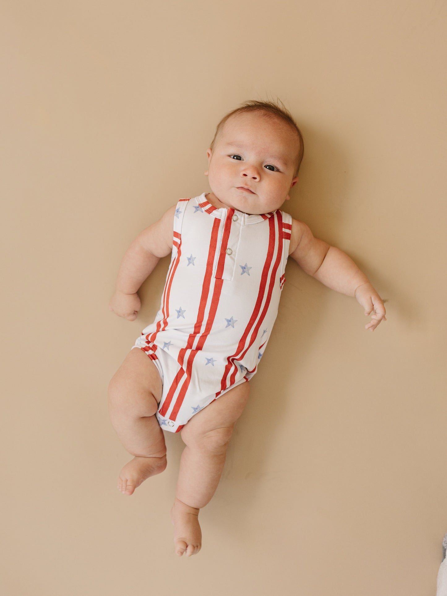 Stars & Stripes Henley Bamboo Romper by Little Joy Co.