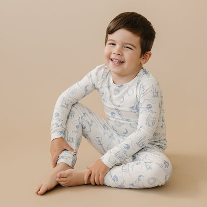 Cowboy Blues 2pc Ribbed Bamboo Pajamas by Little Joy Co., product view 2