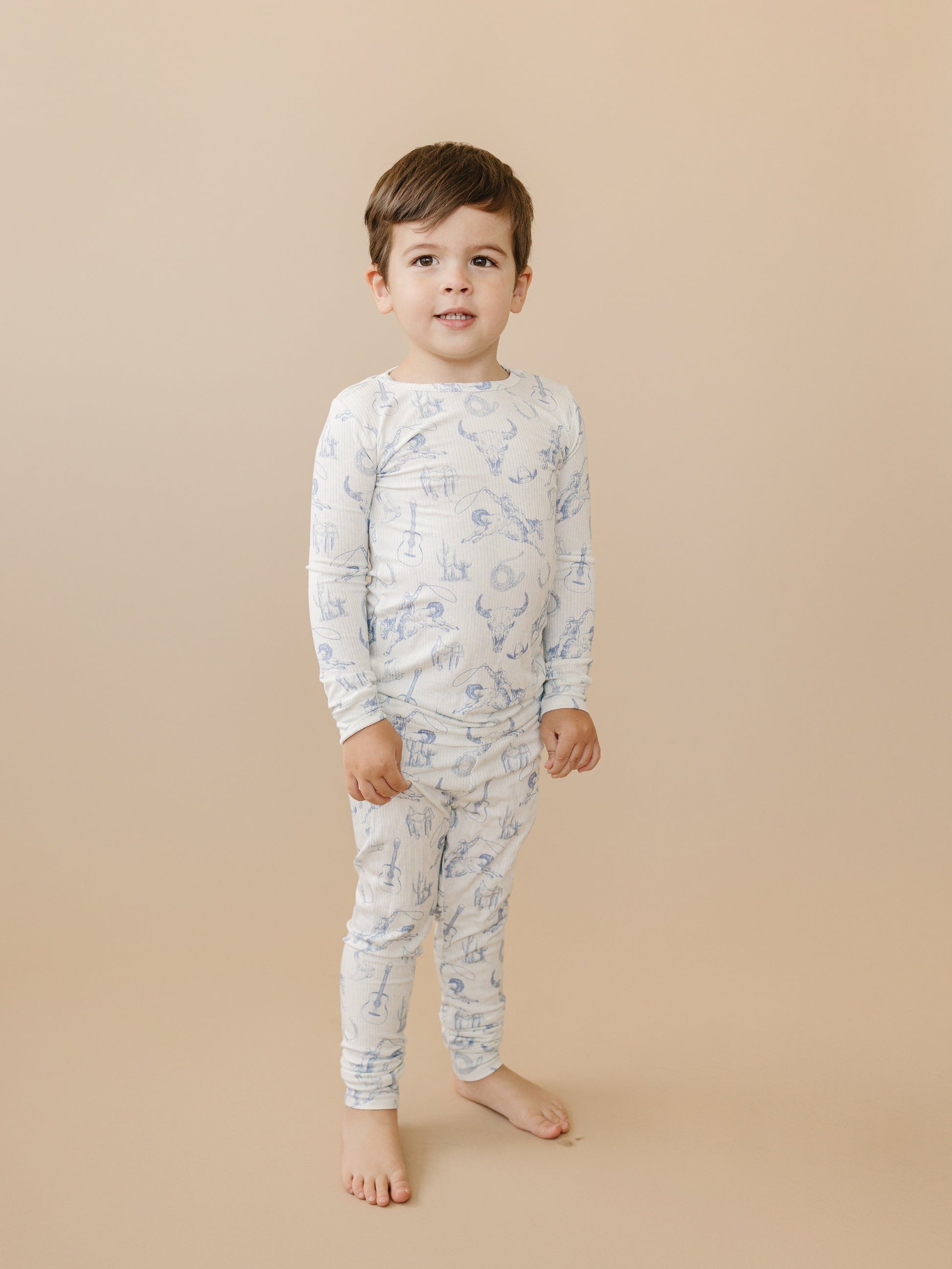 Cowboy Blues 2pc Ribbed Bamboo Pajamas by Little Joy Co., product view 5