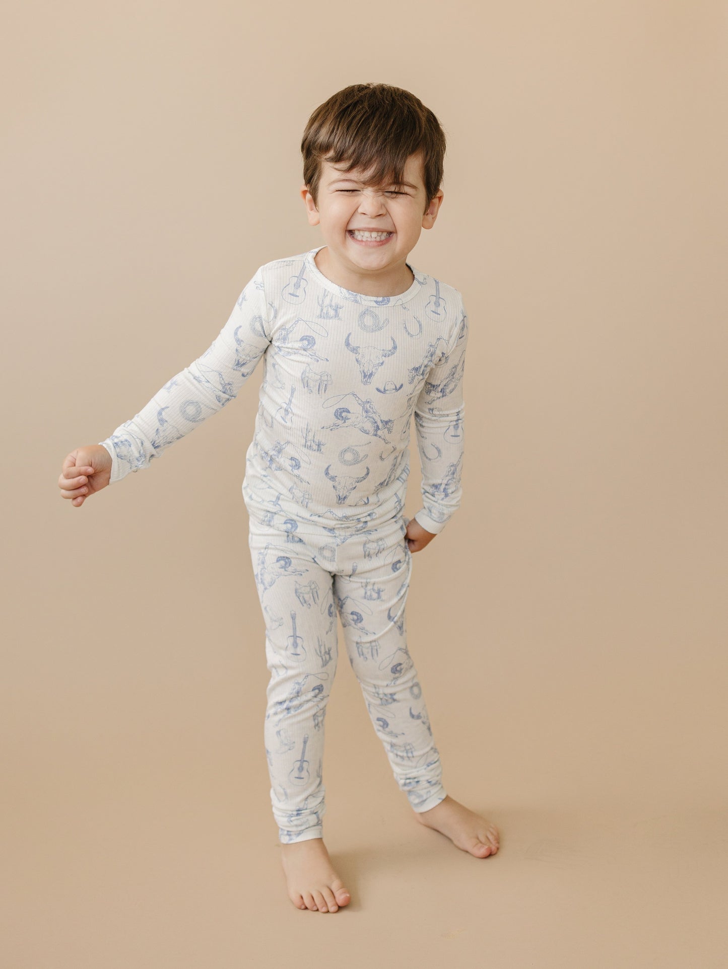Cowboy Blues 2pc Ribbed Bamboo Pajamas by Little Joy Co., product view 7