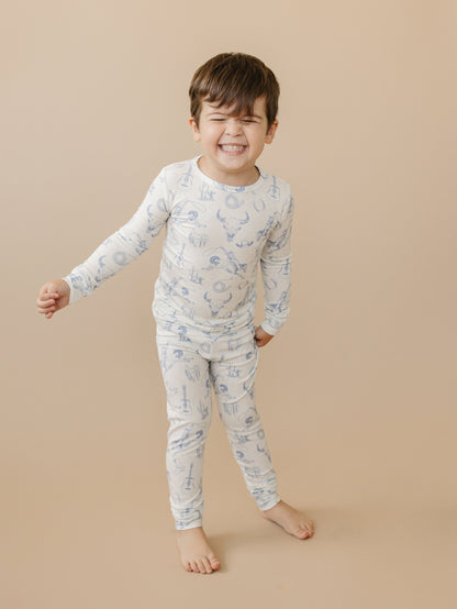 Cowboy Blues 2pc Ribbed Bamboo Pajamas by Little Joy Co., product view 7