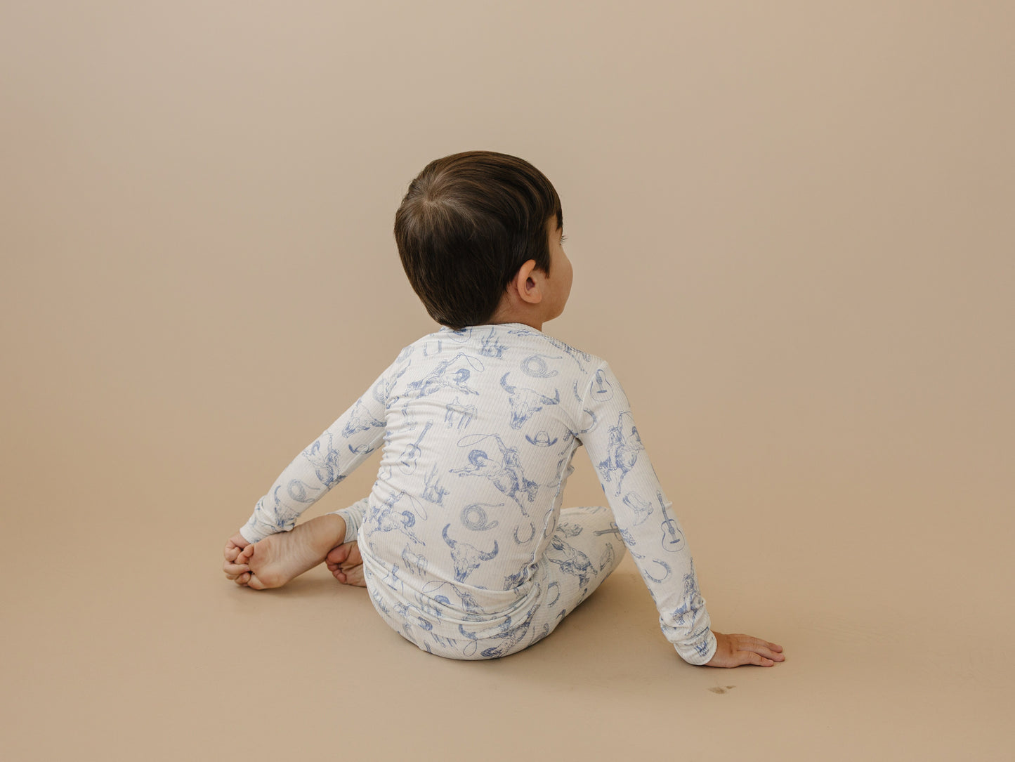 Cowboy Blues 2pc Ribbed Bamboo Pajamas by Little Joy Co., product view 6