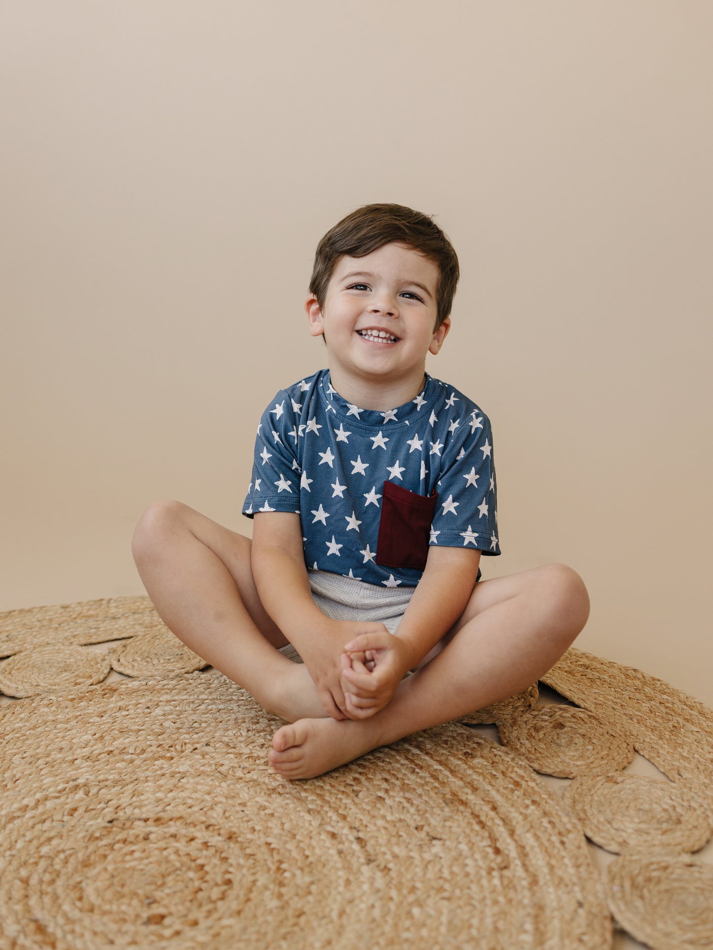 Navy Stars Bamboo Pocket Tee by Little Joy Co., product view 2