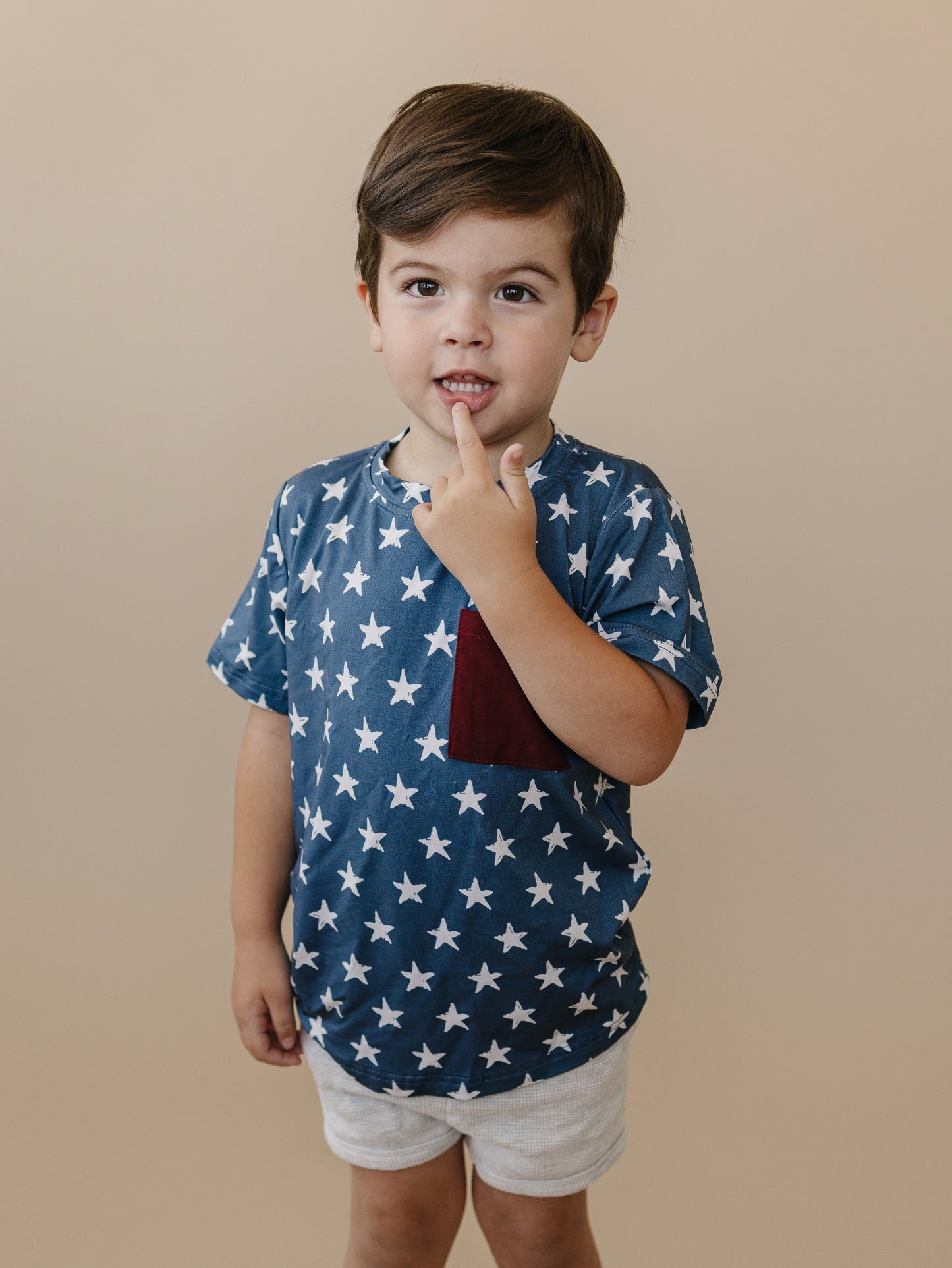 Navy Stars Bamboo Pocket Tee by Little Joy Co., product view 4