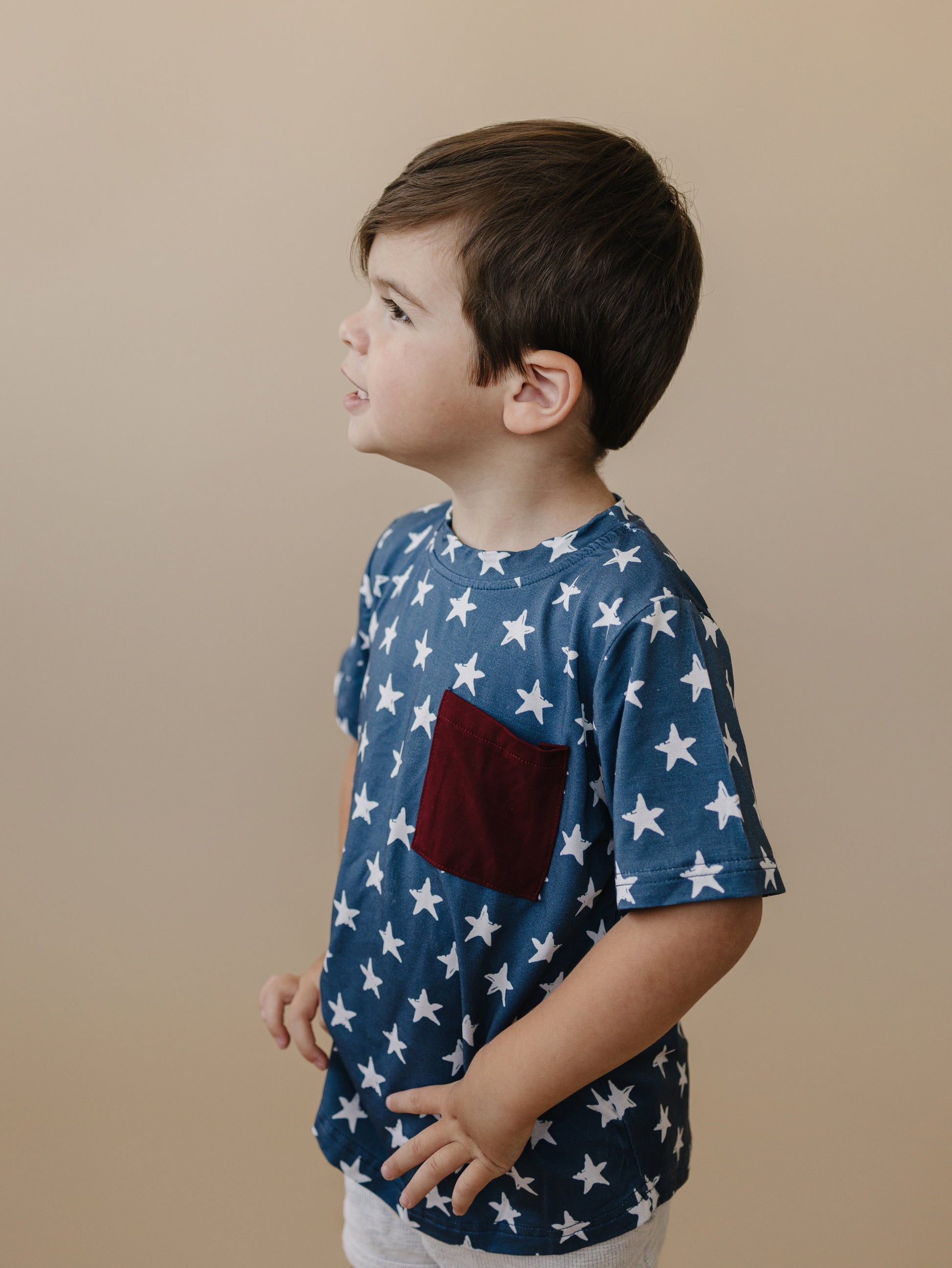 Navy Stars Bamboo Pocket Tee by Little Joy Co., product view 6