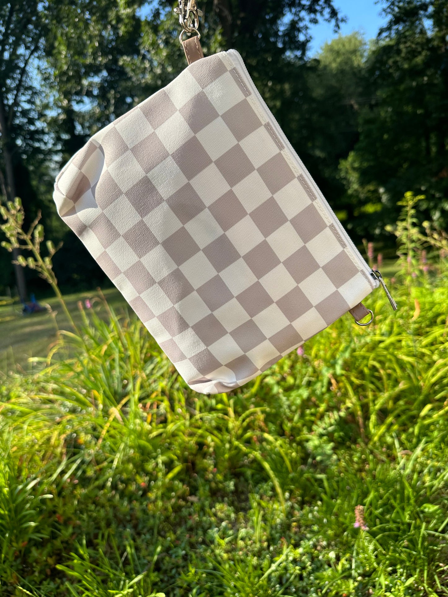 Wipes Clutch | Tan Check by The Good Village Cloth Co., product view 4