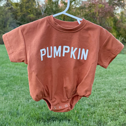 Pumpkin T-Shirt Bubble Romper - White or Orange by Little Joy Co.