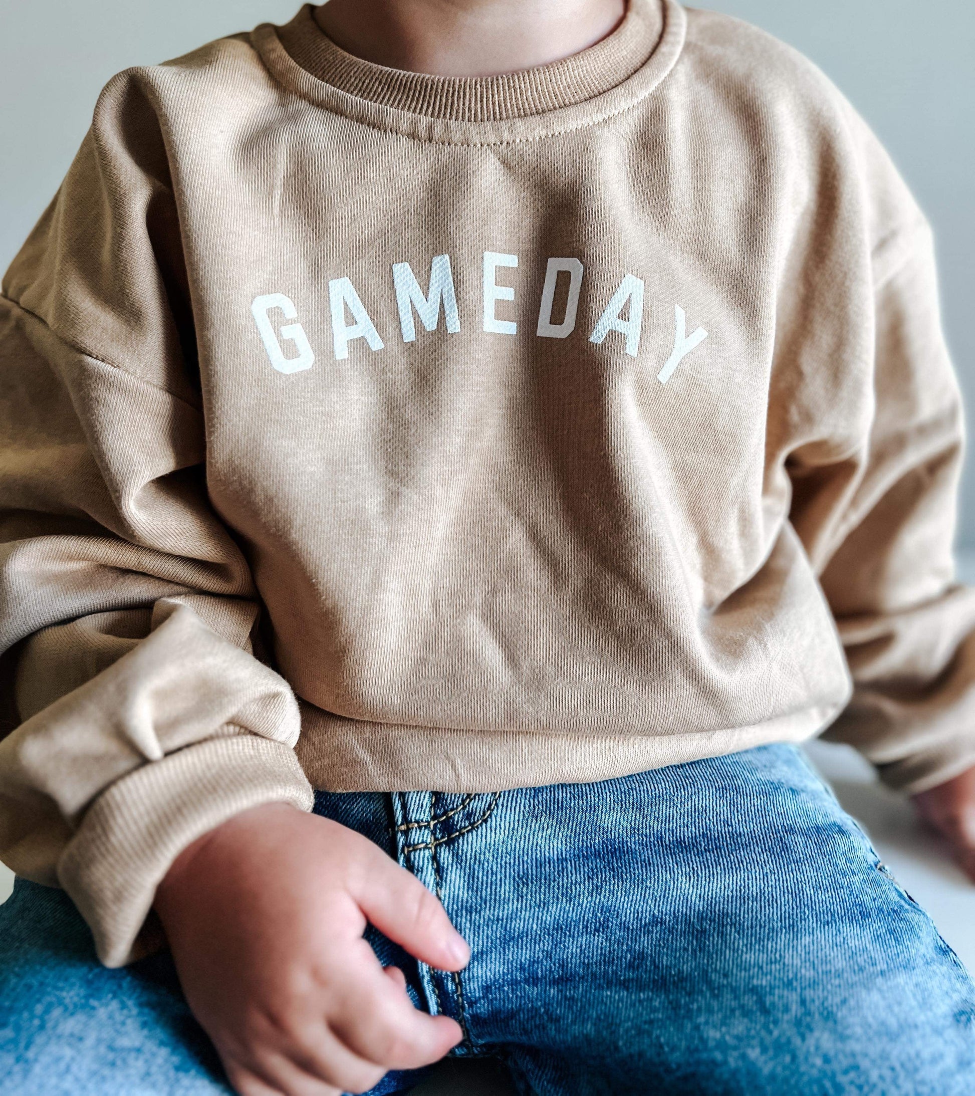 Gameday Crewneck Sweatshirt – Camel by Little Joy Co., product view 2