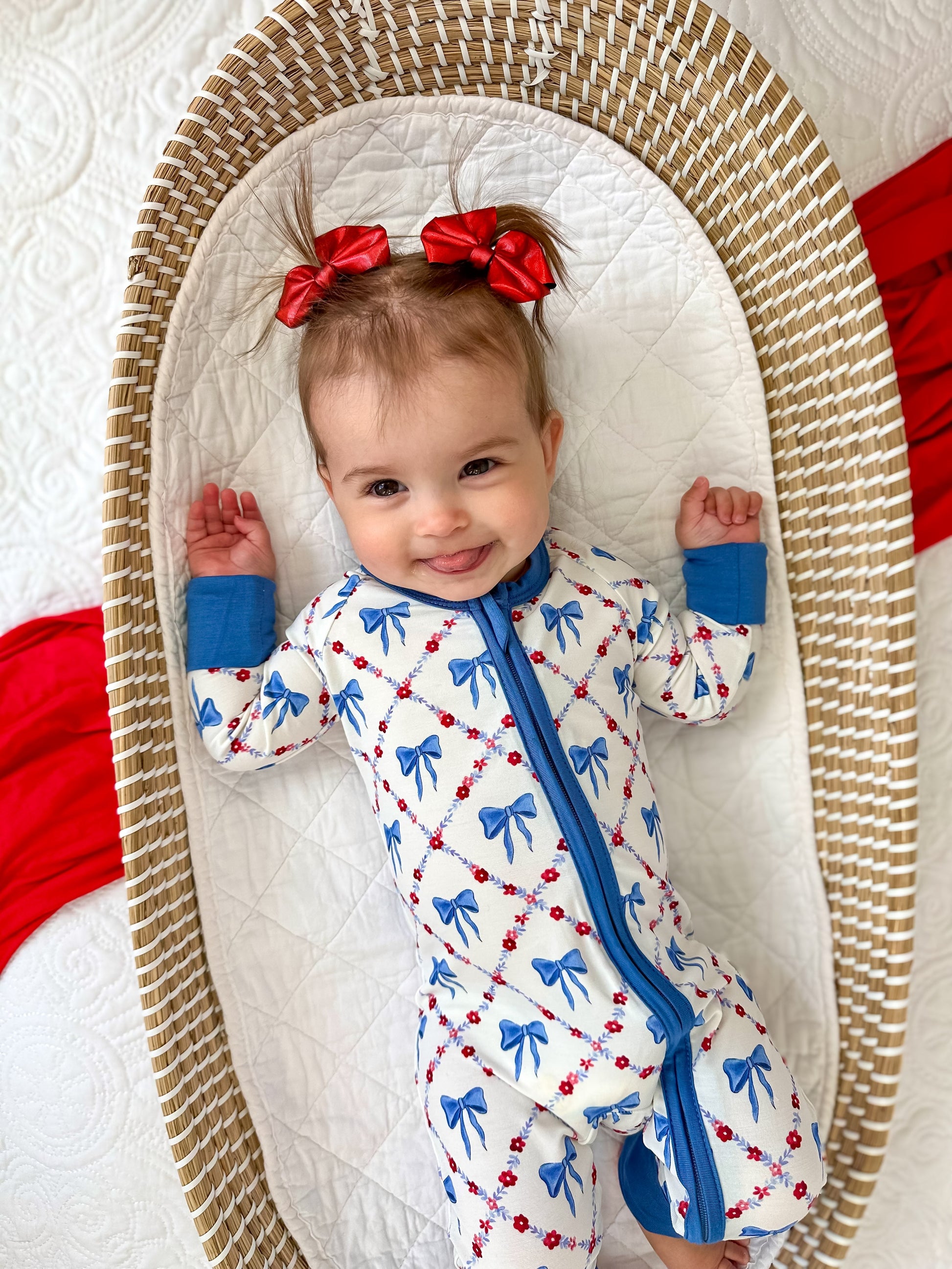 Red White & Bows Bamboo Zippy Pajamas by Little Joy Co., product view 7