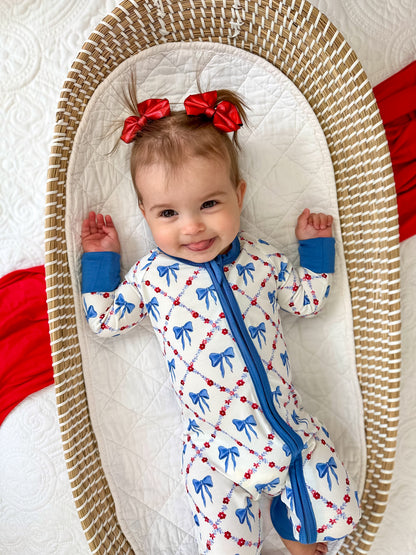 Red White & Bows Bamboo Zippy Pajamas by Little Joy Co., product view 7