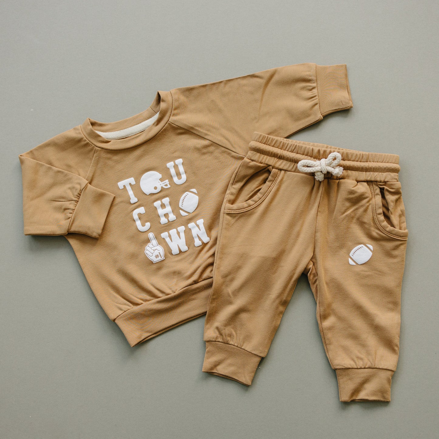 Touchdown Football Bamboo Crewneck & Jogger Set *2T-5T left by Little Joy Co.