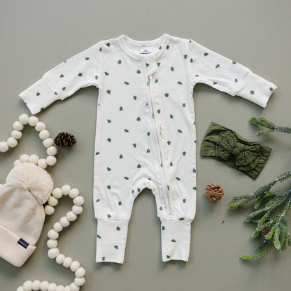 Tiny Trees Ribbed Bamboo Zippy Pajamas by Little Joy Co., product view 8