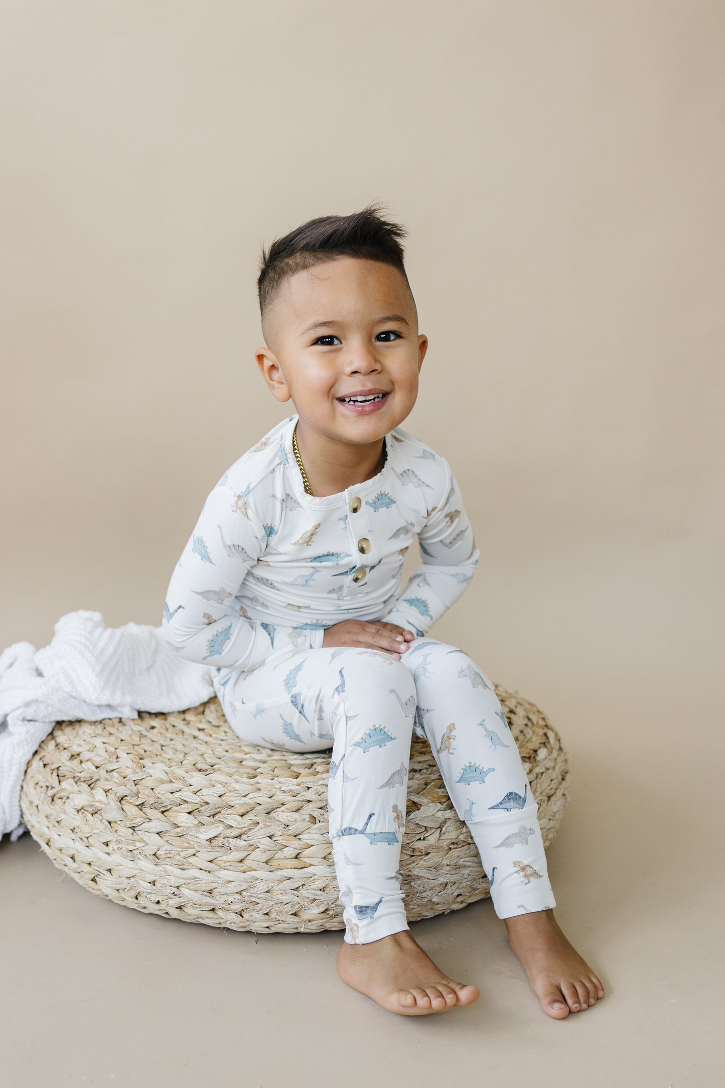 Snugglesaurus 2pc Henley Bamboo Pajamas - Sizes Newborn & Up! by Little Joy Co., product view 5