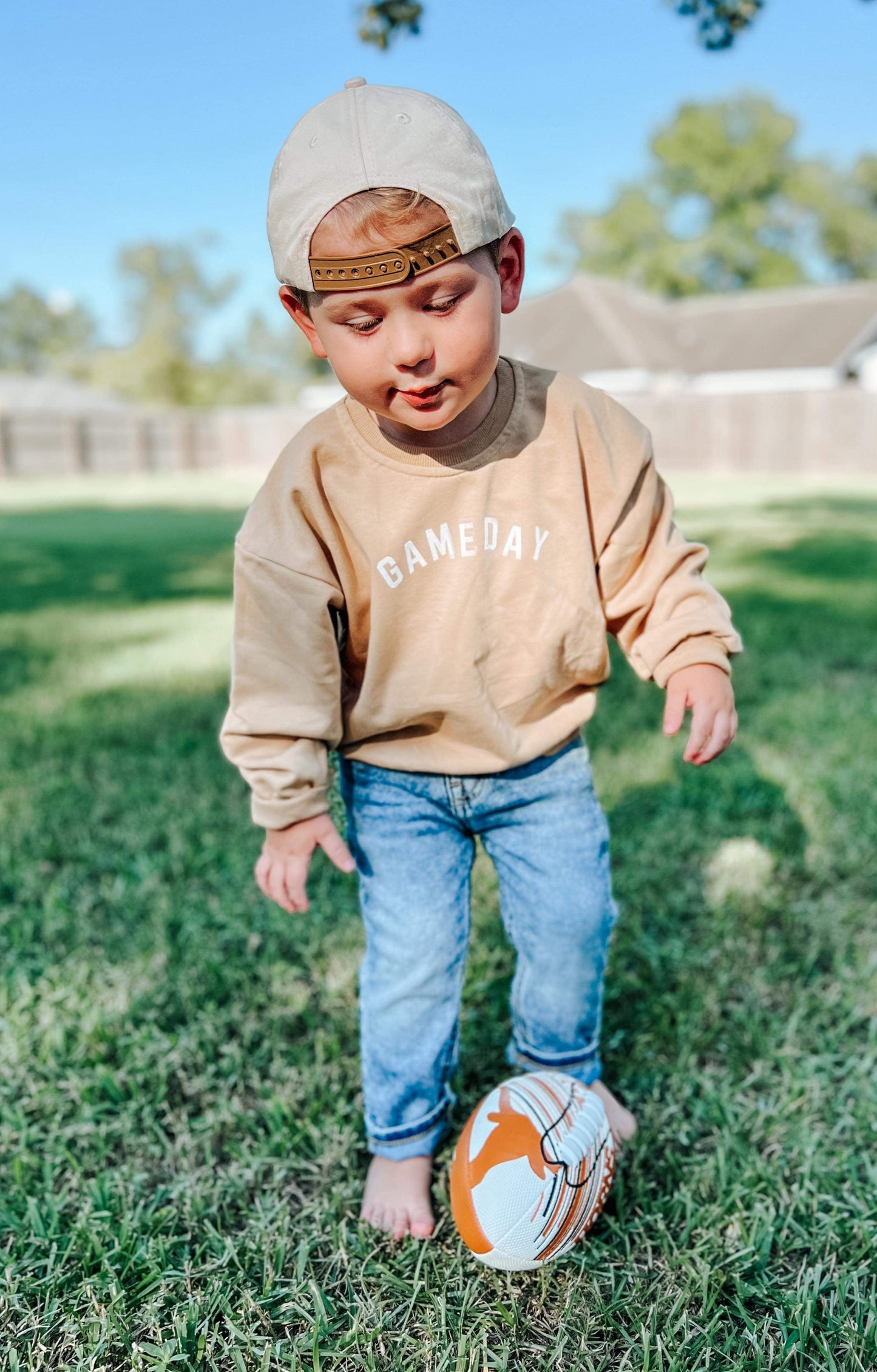 Gameday Crewneck Sweatshirt – Camel by Little Joy Co., product view 4