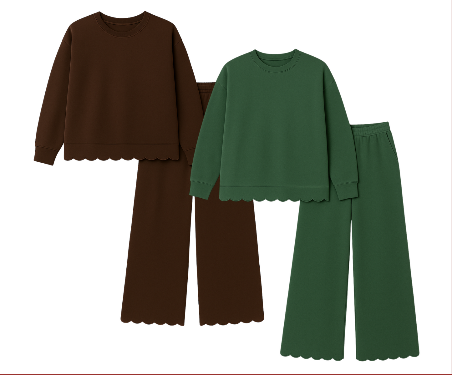 Adult Scalloped Set - Green or Brown by Little Joy Co., product view 7