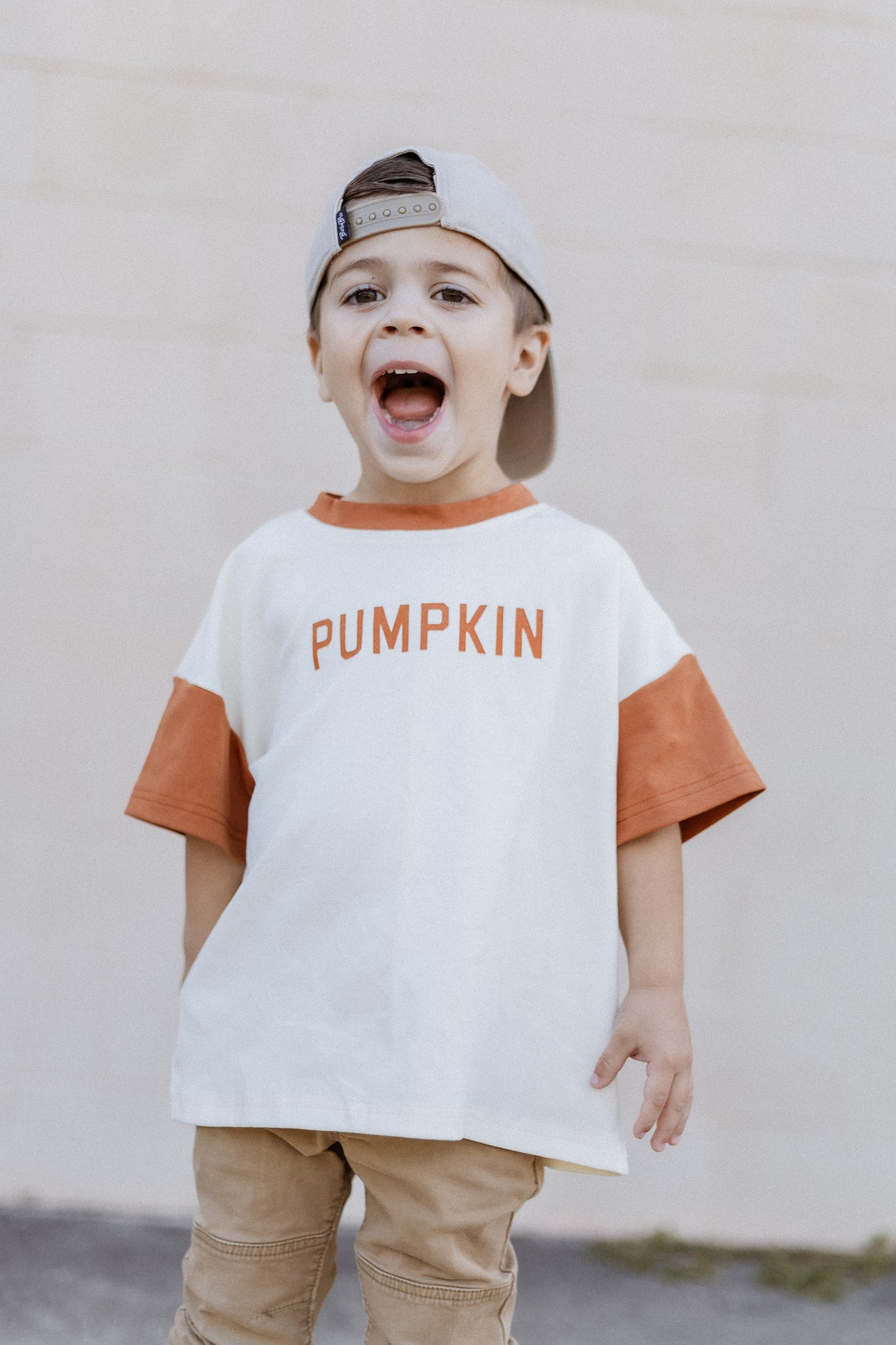 Colorblock Pumpkin Oversized Tee or T-Shirt Romper by Little Joy Co., product view 4