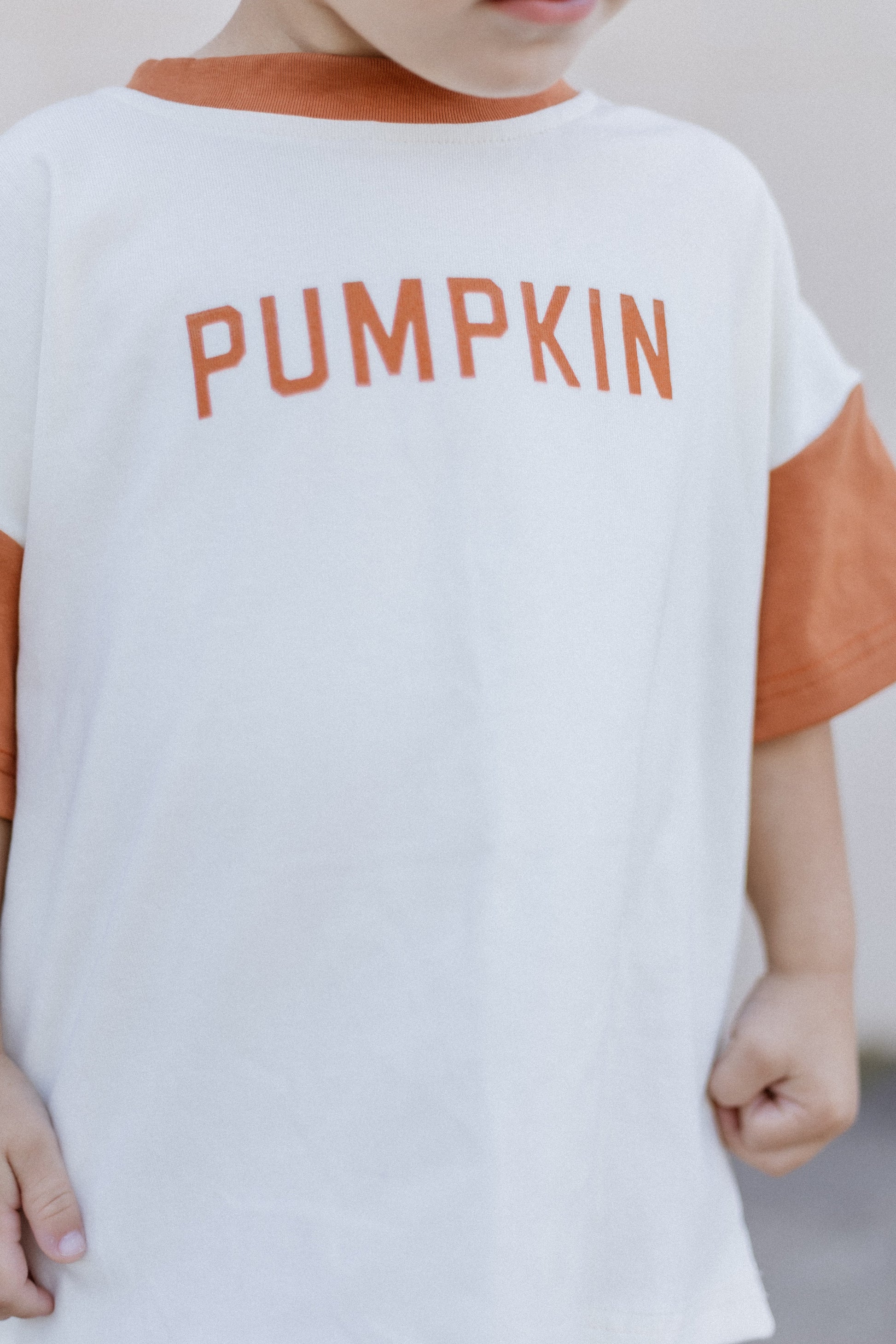 Colorblock Pumpkin Oversized Tee or T-Shirt Romper by Little Joy Co., product view 3
