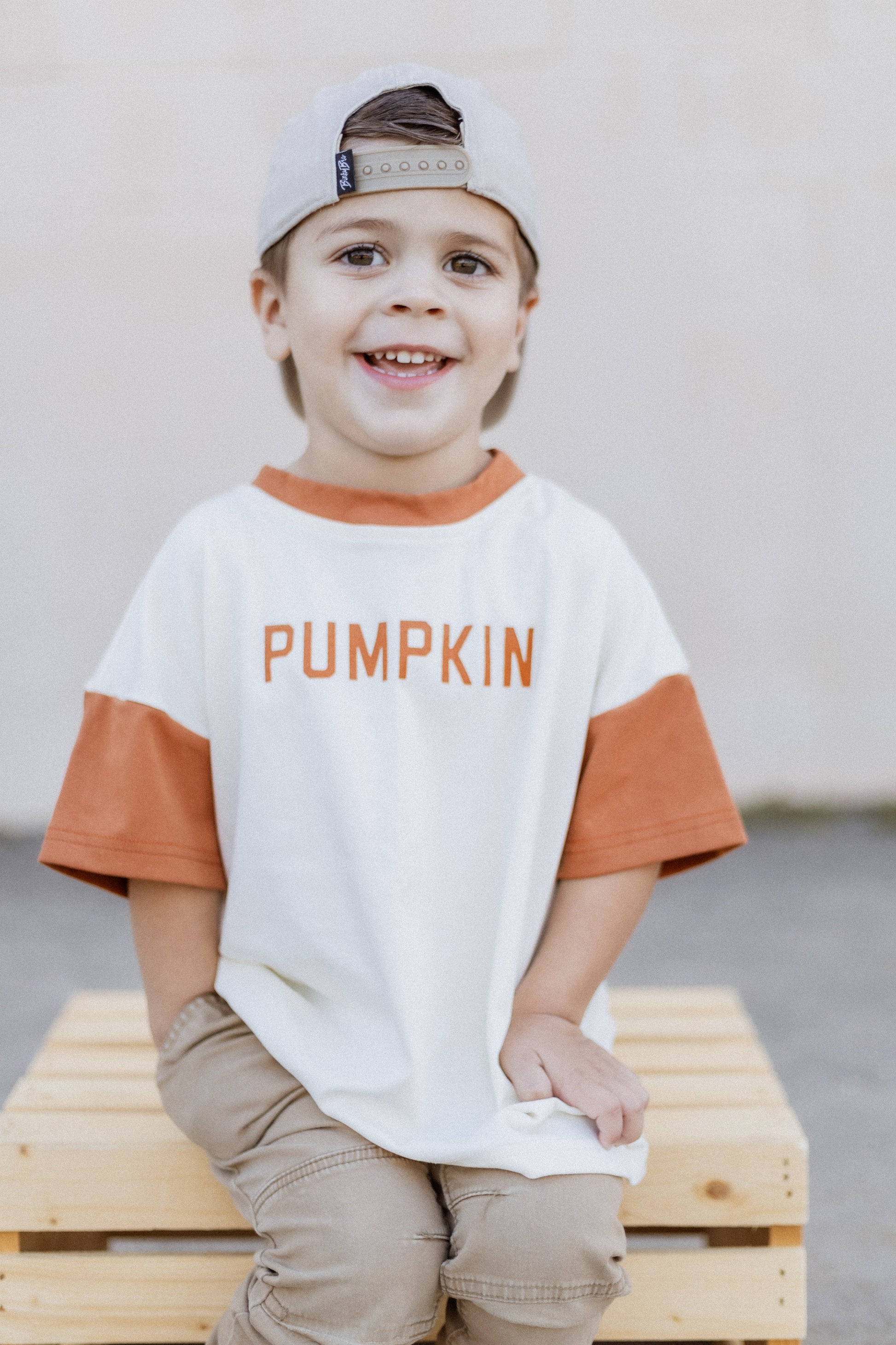 Colorblock Pumpkin Oversized Tee or T-Shirt Romper by Little Joy Co., product view 6