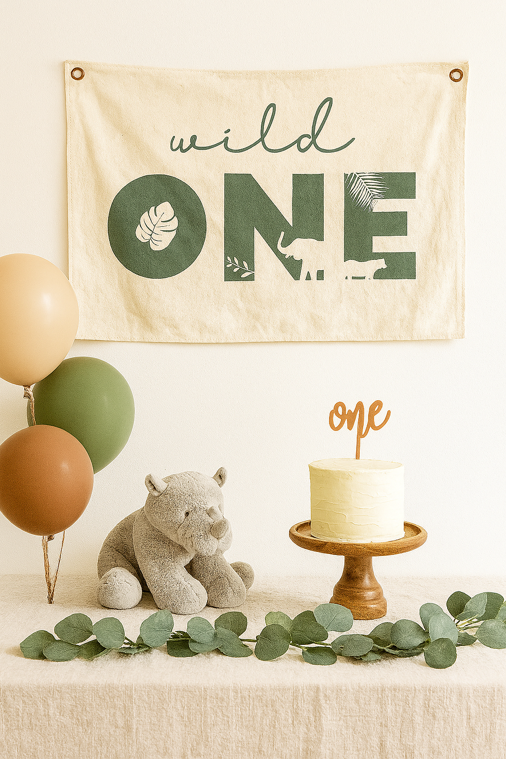Wild One First Birthday Canvas Banner - Jungle Theme by Little Joy Co., product view 4